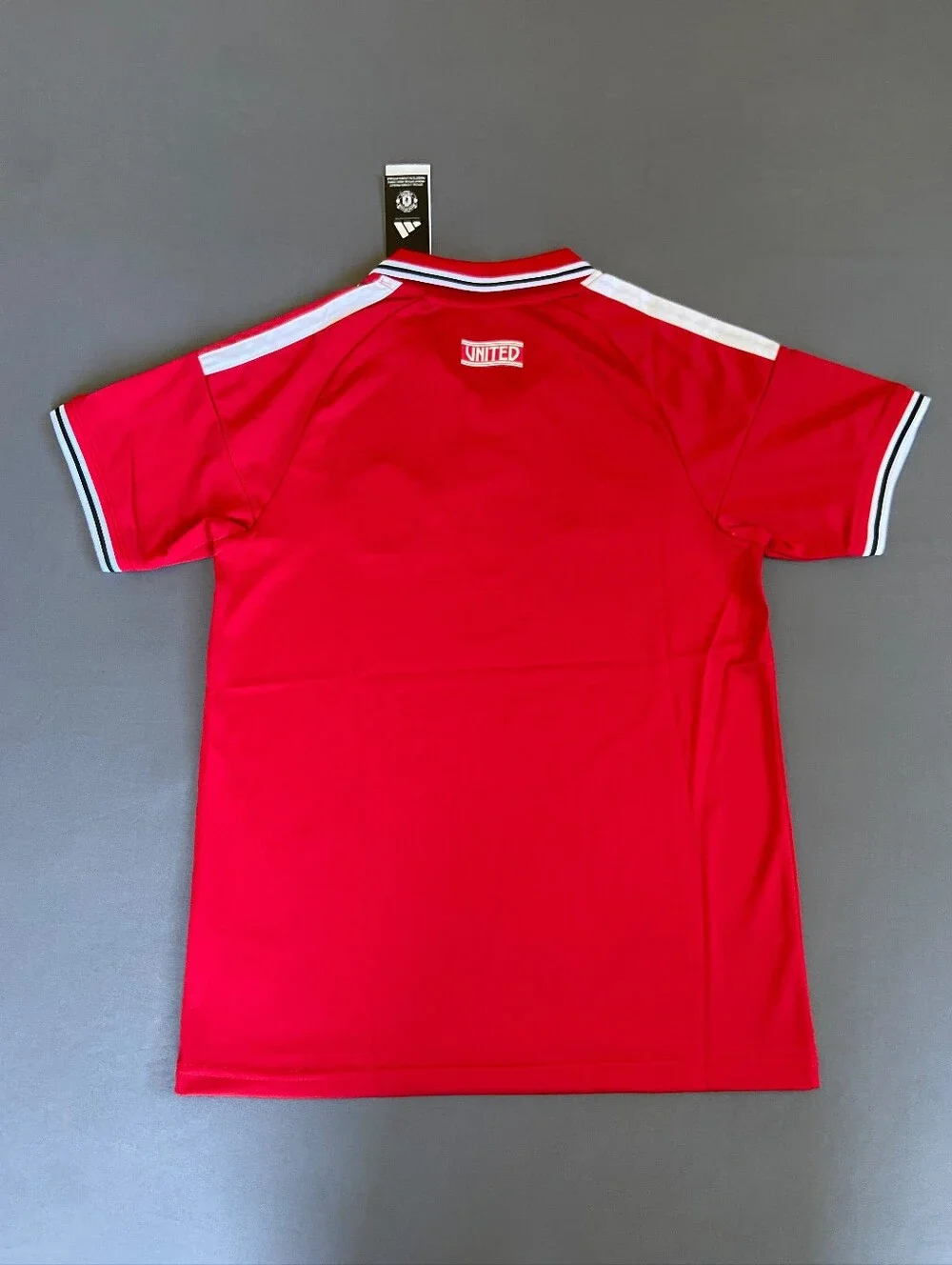 Red Manchester United Soccer Jersey with White Accents